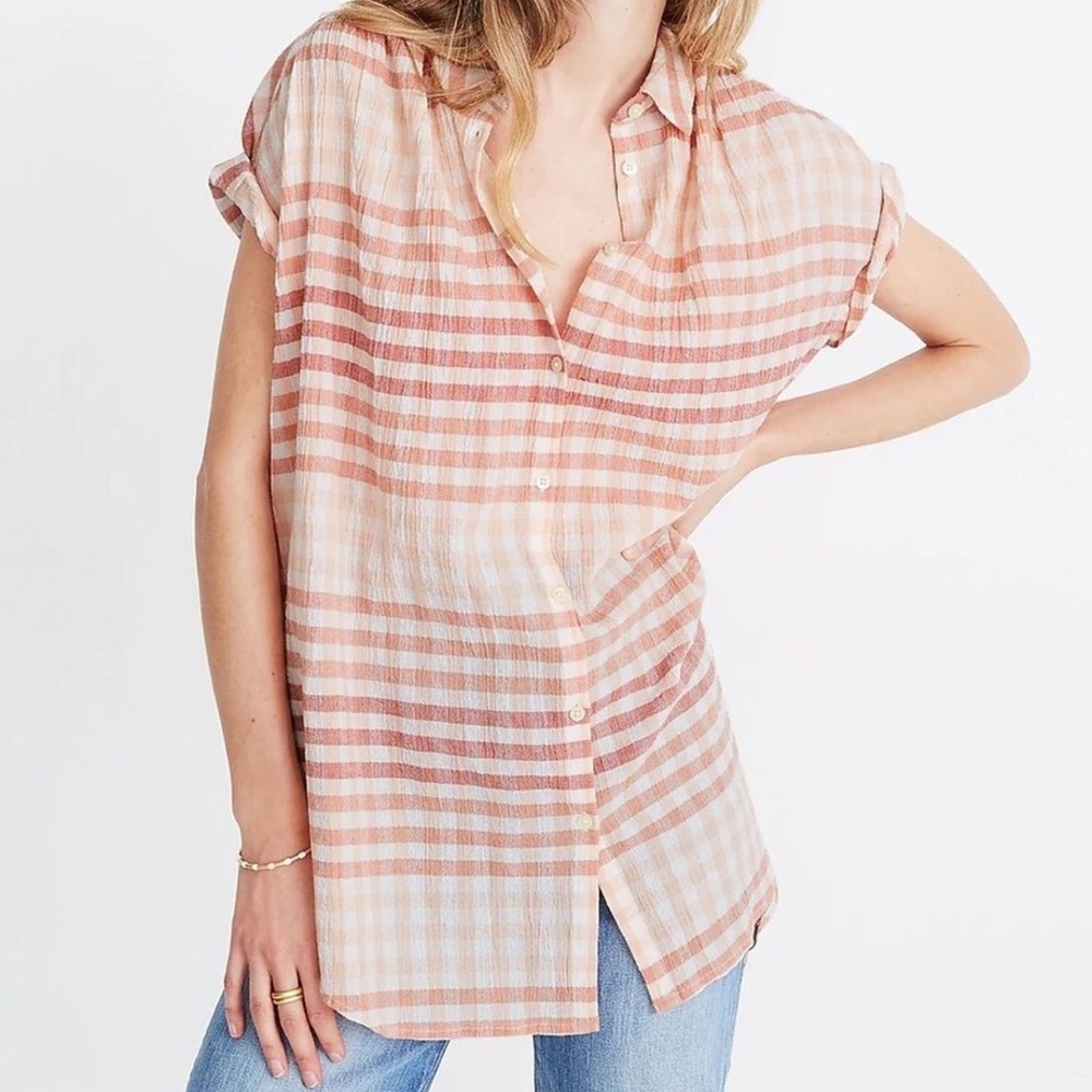 Madewell Central Tunic shirt Ombre gingham S